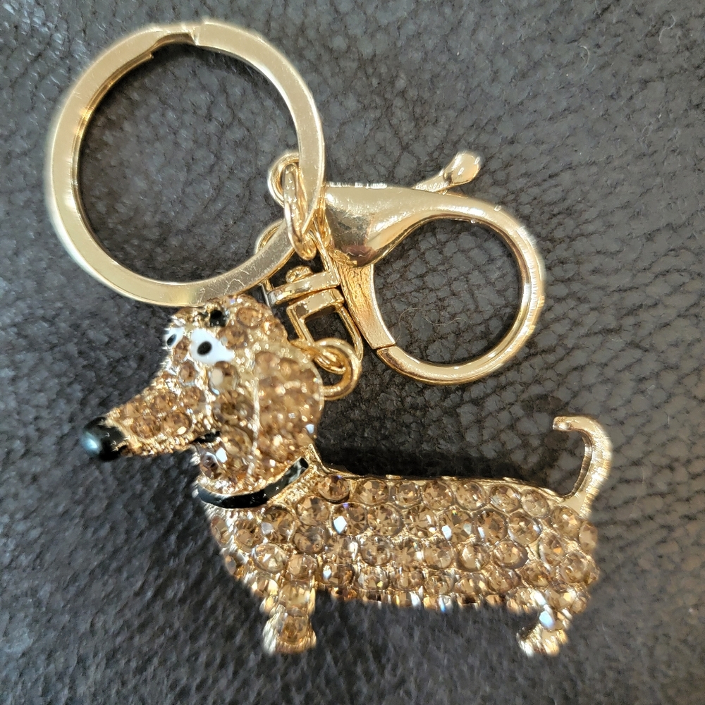 NIP Dachshund Wiener Dog Sparkly Keychain